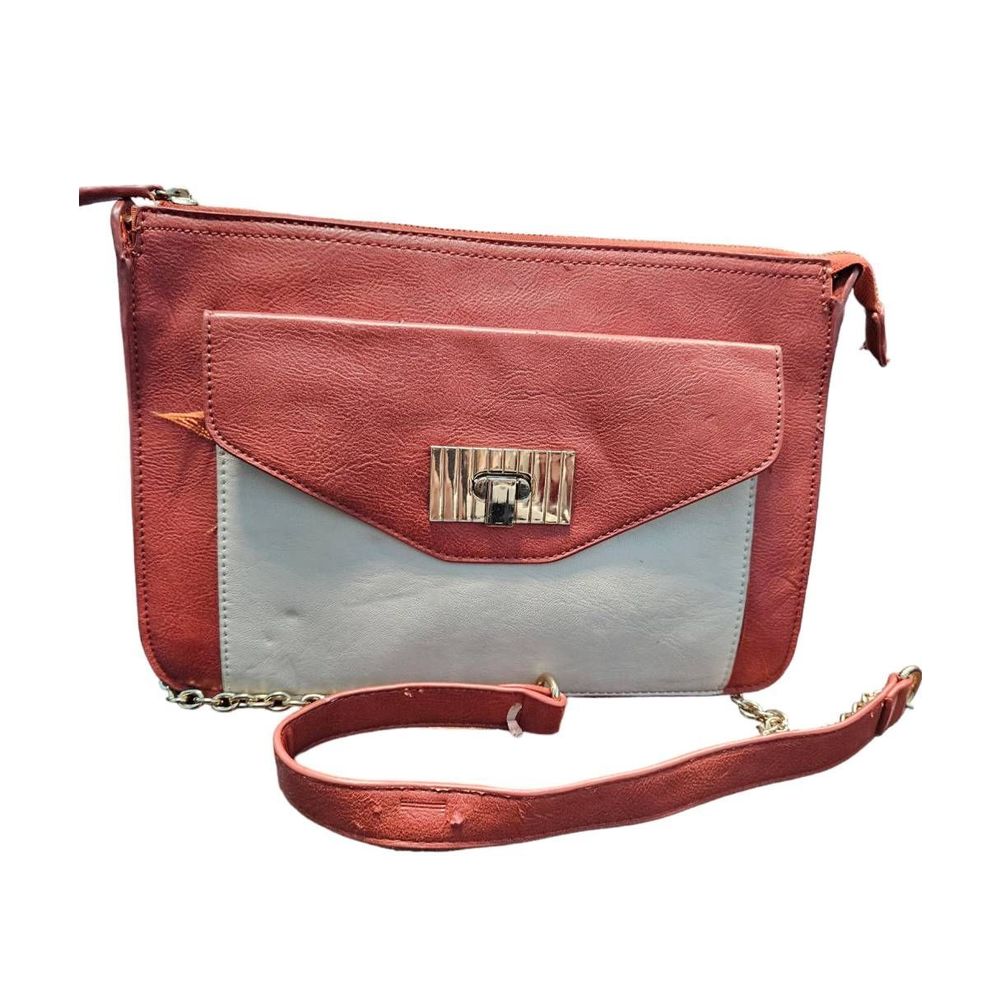 Urban Expressions Certified Vegan Leather Shoulder Bag Rust Cream Shoulder Purse